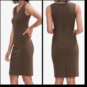 M.M. Lafleur Brown Sleeveless Sheath Midi Dress